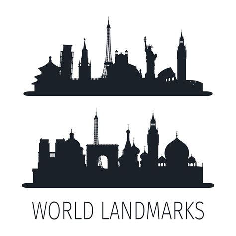 World landmarks isolated silhouettes for wallpaper By SmartStartStocker | TheHungryJPEG