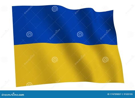 Ukraine Flag Waving in the Wind, Isolated on White Background Stock Illustration - Illustration ...