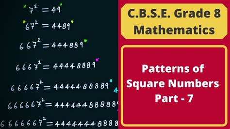 Interesting Number Patterns On Square Numbers