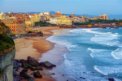 Biarritz city and its famous sand beaches - Miramar and La Grande Plage ...