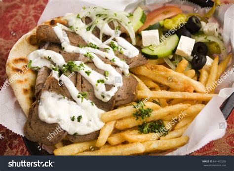 Greek Gyro Platter Fries Stock Photo (Edit Now) 641402209