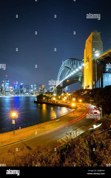 Sydney harbour bridge at night Stock Photo - Alamy