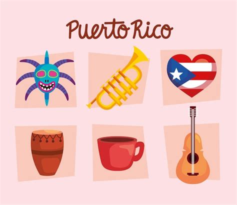 Premium Vector | Puerto rico culture icons