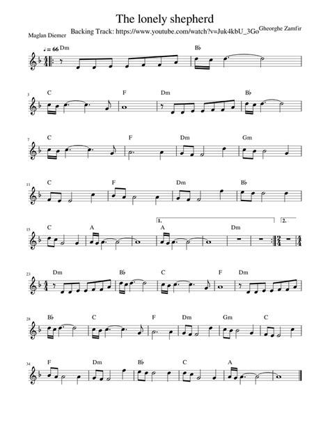 The lonely shepherd - Gheorghe Zamfir Sheet music for Flute (Solo ...