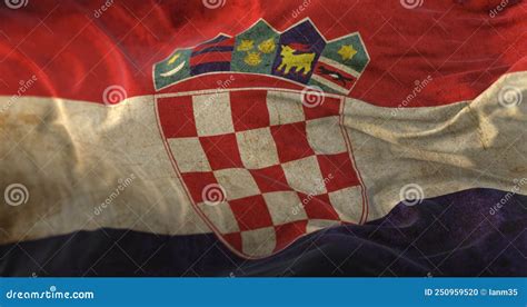 Old Croatia Flag Waving at Wind Stock Illustration - Illustration of ...