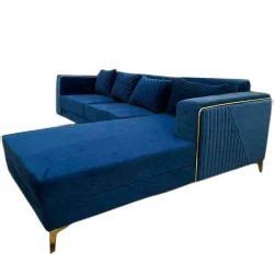 L Shaped Corner Sofa - 6 Seater L Shape Lounger Velvet Fabric Sofa Set ...