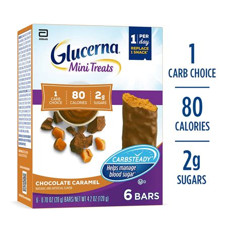 Glucerna® Mini Treats Snack Bars Chocolate Caramel 0.7 oz, Pack of 6 ...