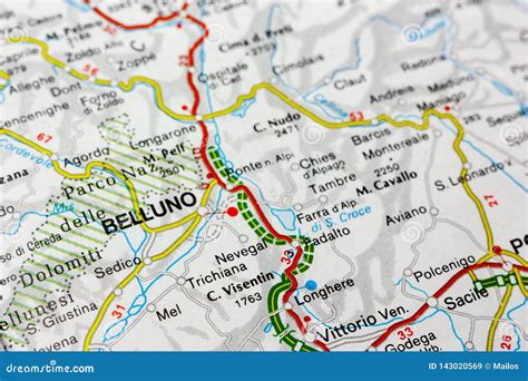 Geographic Map of European Country Italy with Belluno City Stock Image - Image of concept, italy ...