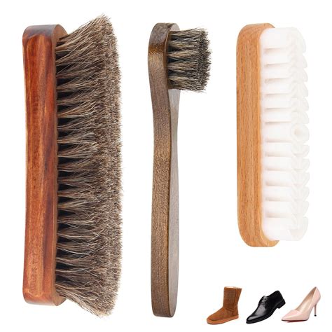 Codream Shoe Shine Kit (3PCS) - 100% Soft Horsehair Bristles Brush, Polish Applicator, Crepe ...