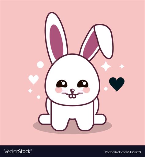 Rabbit kawaii cartoon happy cute icon Royalty Free Vector