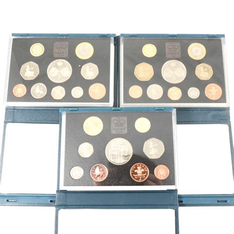 Lot 379 - Royal Mint UK proof coin sets, 1982-1997,