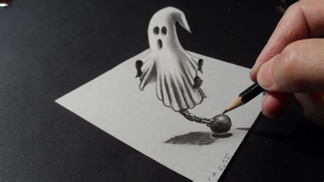 Drawing a 3D Ghost, Trick Art - Costin Craioveanu