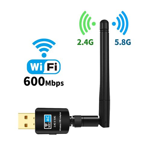 Suntrsi 600Mbps USB Wifi Adapter 5.8GHz+2.4GHz USB Wifi Receiver ...