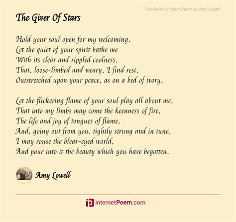 The Giver Of Stars Poem by Amy Lowell