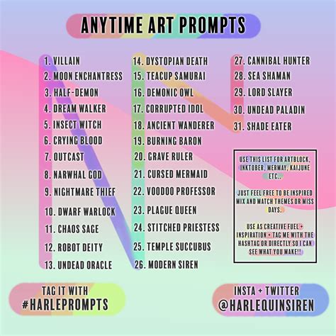 Anytime Art Prompts | Art prompts, Creative drawing prompts, Drawing ...