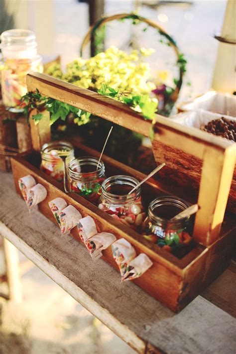 rustic mason jar - candy buffet | Rustic candy buffet, Wedding buffet ...