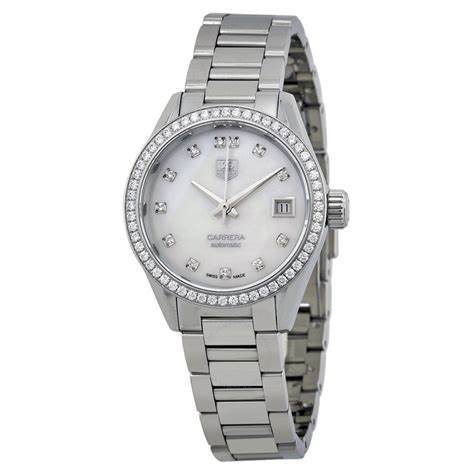 Tag Heuer Carrera Automatic Mother of Pearl Diamond Dial Stainless ...