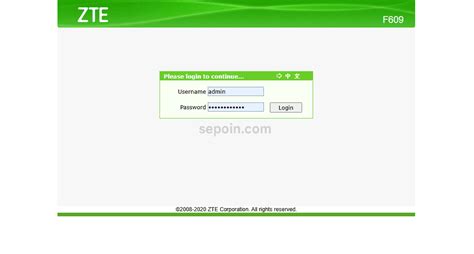 ZTE F609 Wifi: Login User dan Password Admin di 192.168.1.1 - Sepoin