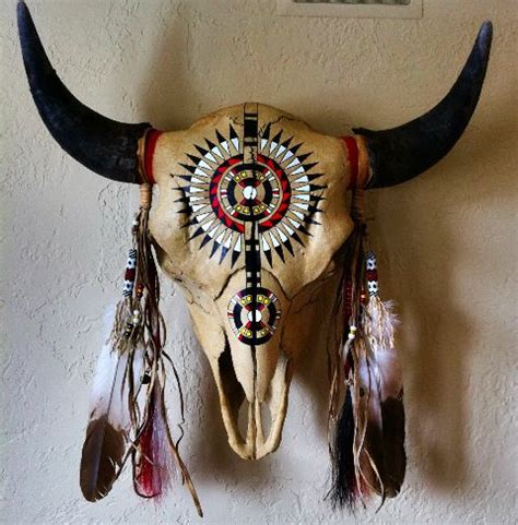 Original artwork, hand painted buffalo skull with peyote beadwork. By Ken Collier | Craft Ideas ...