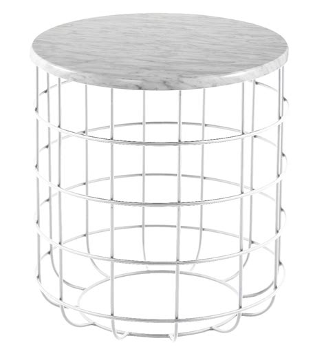 Elegant Oliver Matte Marble Wire Side Table