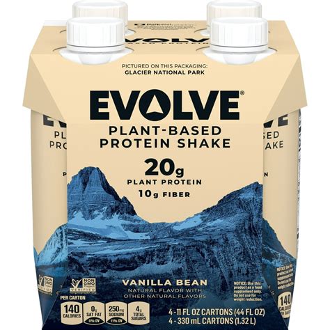 Evolve Plant Based Protein Shake, Vanilla Bean, 20g Vegan Protein, Dairy Free, No Artificial ...