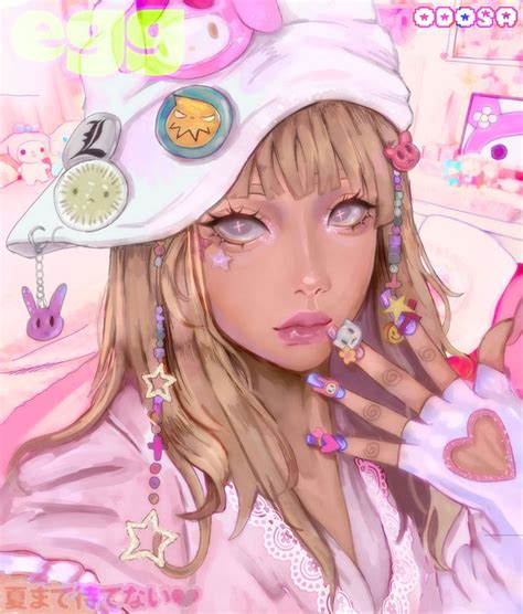 kawaii pink gyaru art by dofumi on Deviant