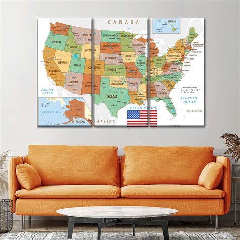 Vintage USA Map Wall Art | Digital Art