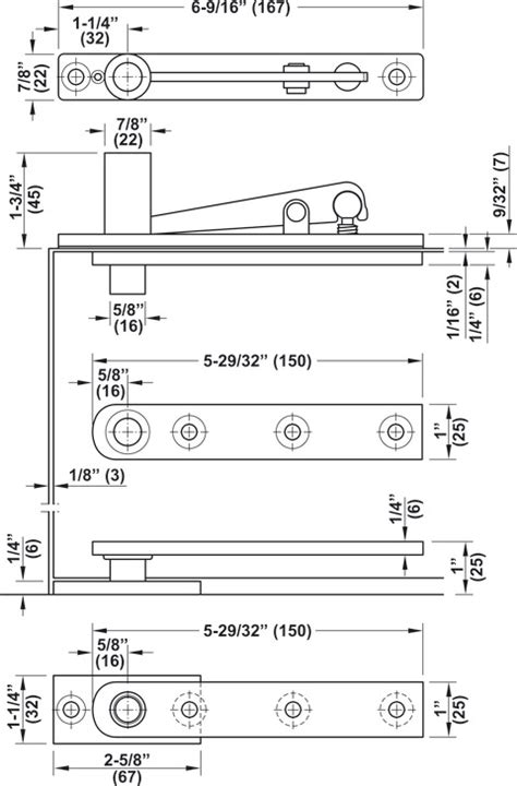 Door Hinge, Center Hung Pivot, Top and Bottom Set - Häfele