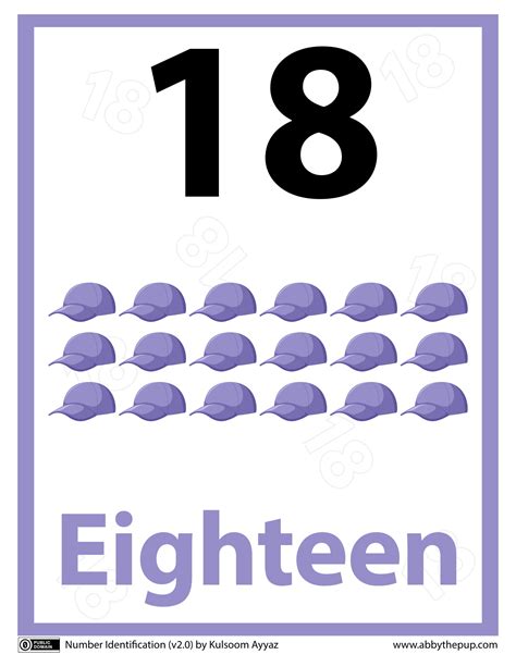 Number 18 Flashcard | Free Printable Papercraft Templates