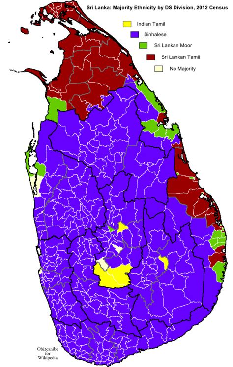 Majority ethnicity by DS Division according 2012 census in Sri Lanka ...