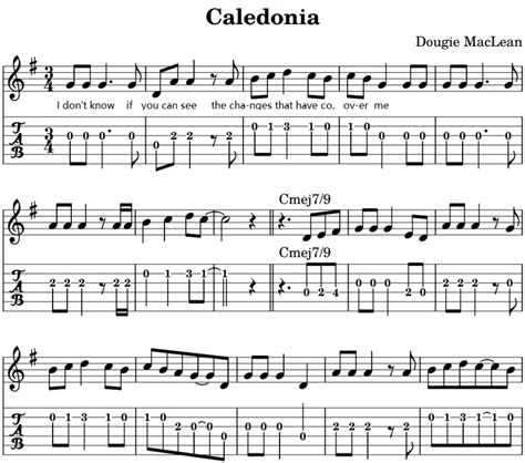 Caledonia lyrics chords And Guitar Tab - Irish folk songs