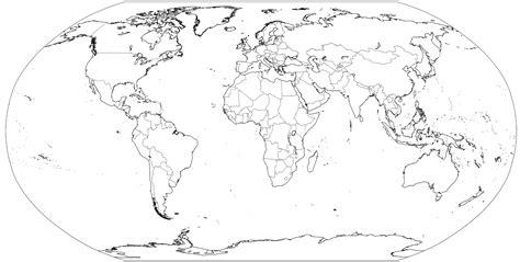 Black And White World Map Drawing