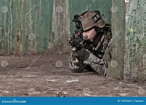 Young Soldier Or Sniper Aiming With A Rifle Royalty-Free Stock Photography | CartoonDealer.com ...