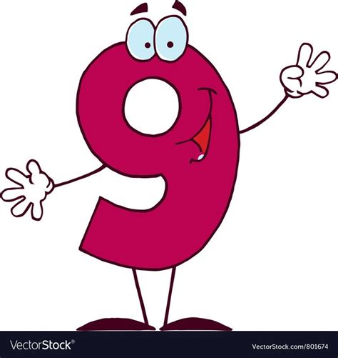 Funny cartoon numbers-9 vector image on VectorStock | Preschool crafts ...