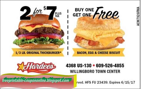 Printable Coupons 2023: Hardees Coupons