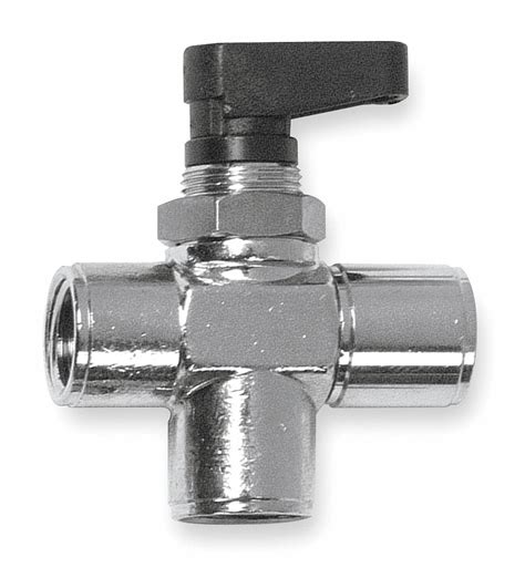 ALPHA FITTINGS Mini Ball Valve, Nickel-Plated Brass, 3-Way, 1-Piece ...