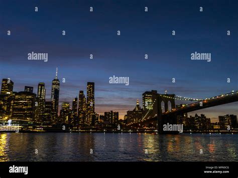 New York skyline at night Stock Photo - Alamy