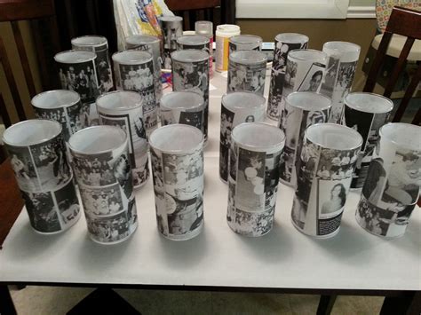 high school reunion DIY photo centerpieces newspaper boards and decorations | Class reunion ...