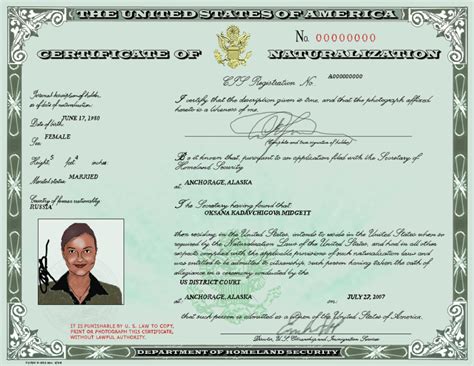 Naturalization Certificate - U.S. Immigration Information