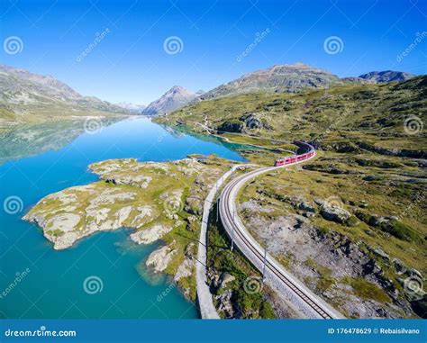 Bernina Pass - Switzerland - Red Train Stock Image - Image of holidays ...