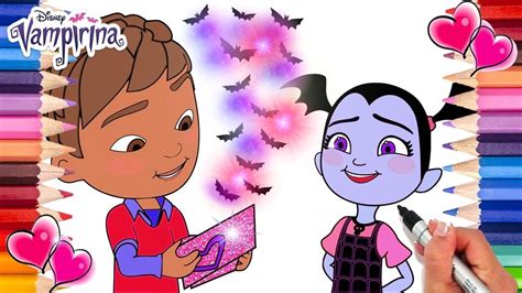 Vampirina Vee is for Valentines Day Coloring Page | Vee gives Edgar a Sp... | Valentines day ...