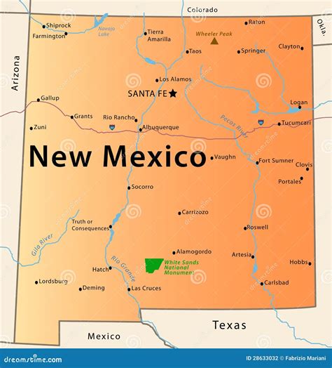 New Mexico Map Stock Photography - Image: 28633032