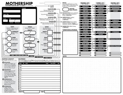 Mothership Character Sheet - traaash