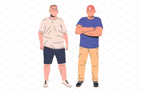 Fat vs Fit Man Isolated. | Healthcare Illustrations ~ Creative Market