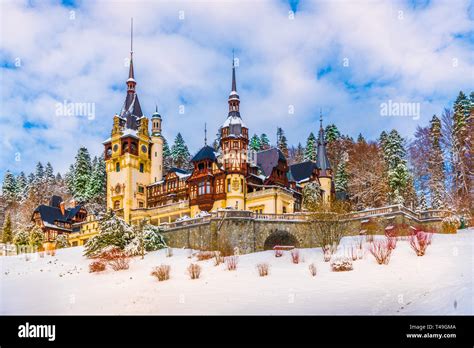 Peles castle Sinaia in winter season, Transylvania, Romania Stock Photo - Alamy