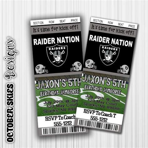 Oakland Raiders Football Ticket Birthday by OctoberSkiesDesigns Oakland Raiders Football ...