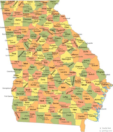 Map Of The Counties Of Georgia - Darla Emeline