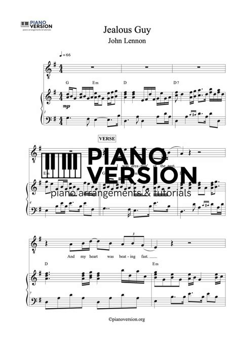 Jealous Guy by John Lennon - Piano Sheet Music