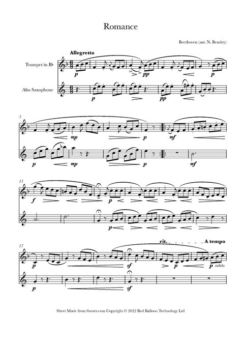 Beethoven - Romance from Sonatina in G Sheet music for Trumpet ...