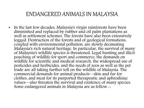 Endangered animals in malaysia | PPT